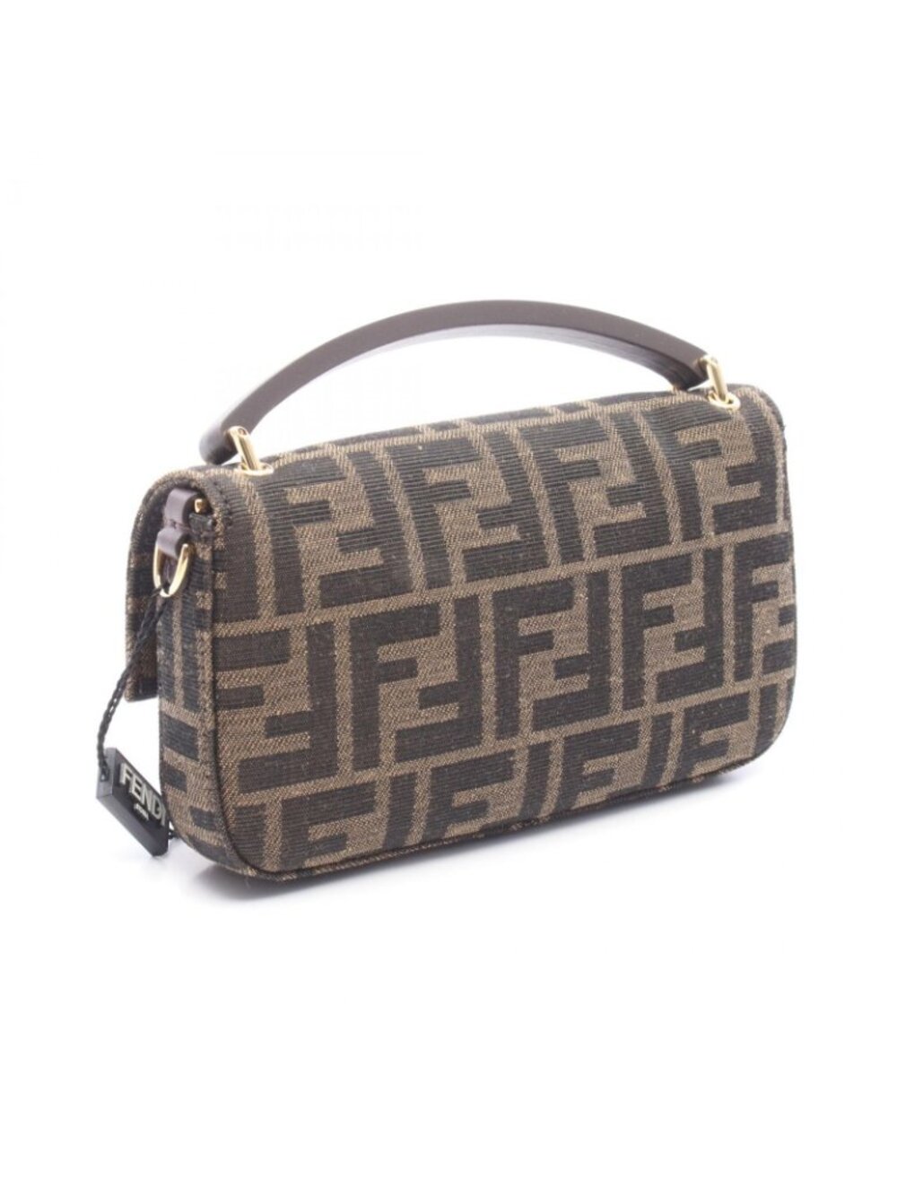 Fendi Shoulder Bag Baguette Smartphone Pouch Zucca 2-Way Canvas Leather - Picture 2 of 4